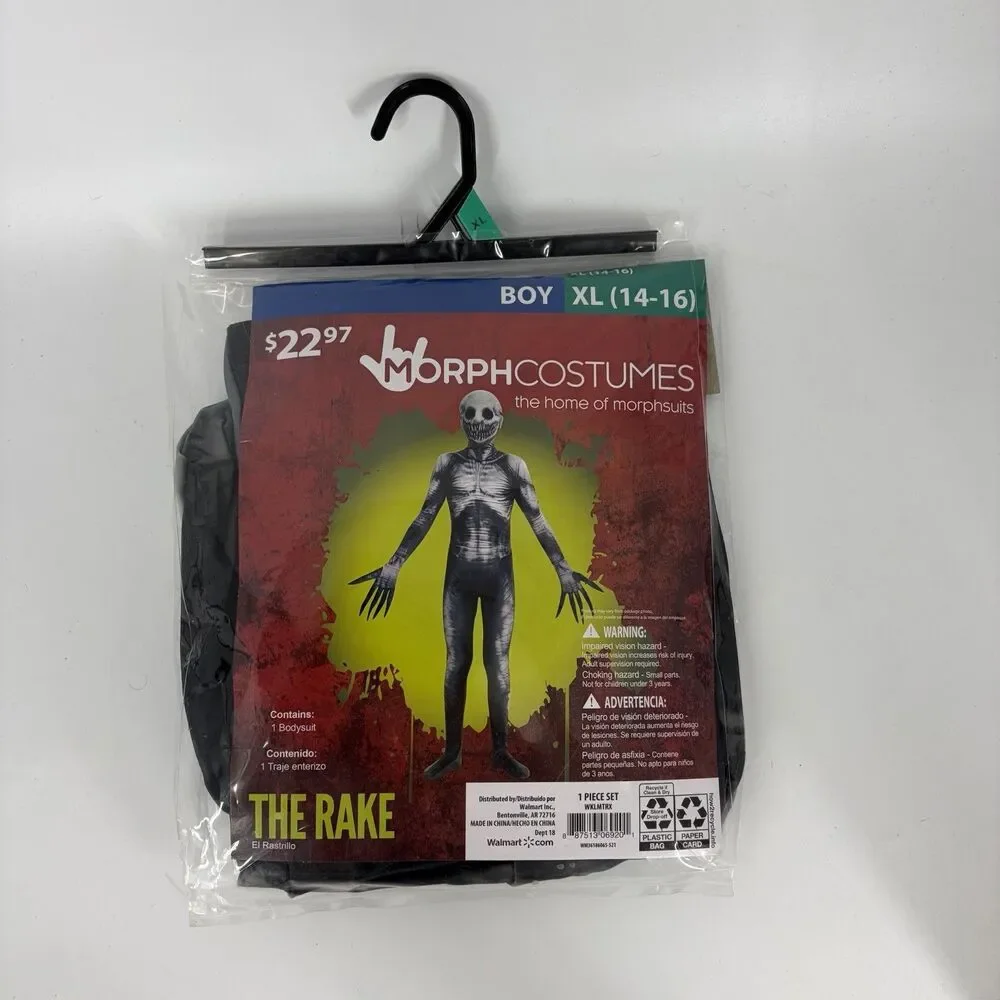 MorphCostumes The Rake Kids Costume XL 14-16 Boy Gray Skinsuit Halloween 1 Pc